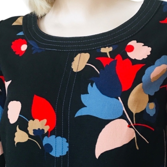 Anthropologie Boden Blouse Top Shirt Tank Floral Colorful Versatile ΒΎ Sleeve - Picture 5 of 13